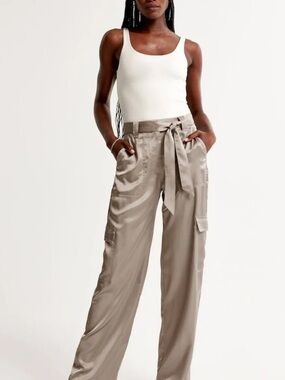 Abercrombie Satin Cargo Pants, 27 Long